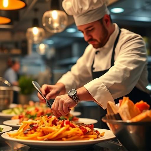 Promotional video still for 'The Spice Merchant' restaurant, showcasing a chef preparing a delicious meal.