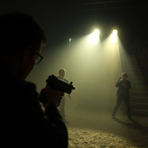 Scene from 'Echoes of the Past,' a short film featuring a suspenseful moment with dramatic lighting.