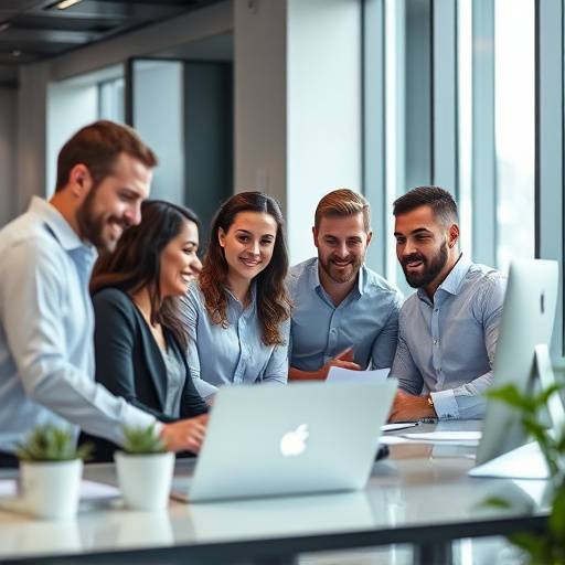 Still image from a corporate promotional video for StellarTech Innovations, showing diverse team collaboration.